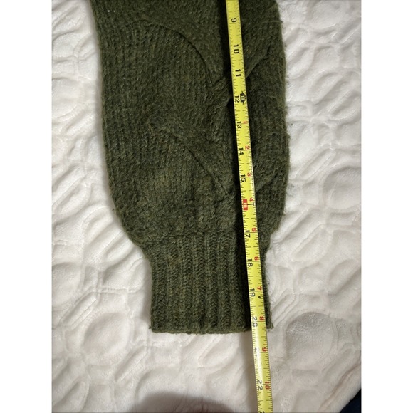 Madewell Olive Green Chunky Knit Cowl Neck Sweater Women's L Logenlook Boho Cozy - Picture 9 of 9